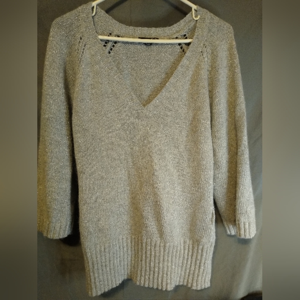 ANA silver V-Neck Women's Sweater